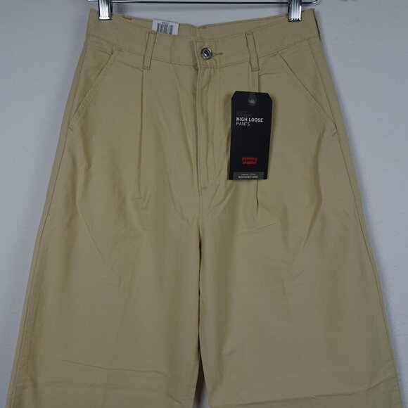 Levi's Wide Leg Pants Women's Size 27x32 Beige Twill High Loose Taper - Picture 2 of 11